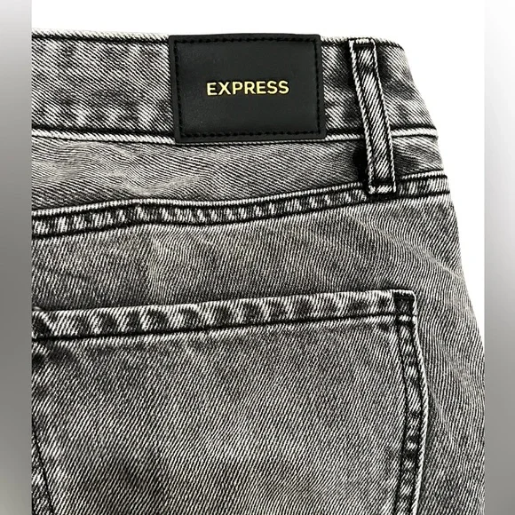 Express 90s Ankle Boot Mid Rise Jeans Women Size 6L in Faded Black Frayed Hem - Picture 7 of 8